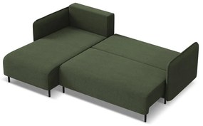 Зелен разтегателен ъглов диван с място за съхранение (ляв ъгъл) Luana – Makamii