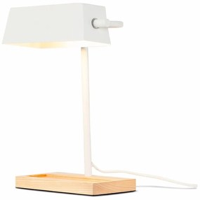 Бяла настолна лампа с елементи от ясенова дървесина Cambridge - it's about RoMi