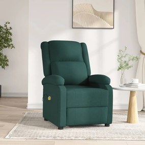 3098364 vidaXL Електрически масажен стол, тъмнозелен, текстил