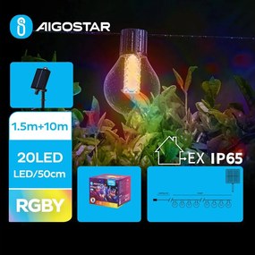Aigostar - соларна LED гирлянда 20xLED/8 режима 11,5 м IP65 многоцветна
