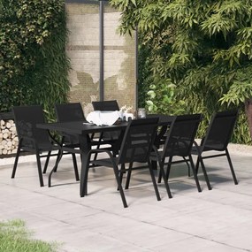 3095986 vidaXL Градински трапезен комплект, 7 части, черен