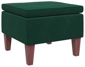 329459 vidaXL Табуретка с дървени крака, тъмнозелена, кадифе
