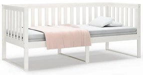 820872 vidaXL Дневно легло без матрак, бял, 90x200 см, борово дърво масив
