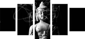 картини от 5 части – Статуя на Буда в черно-бяло