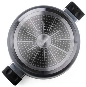 Тенджера Luigi Ferrero Regina FR-2840, 28x12.5 см, 6.5 л, Незалепващо мраморно покритие, Стъклен капак с отвор за пара, Индукция, Черен