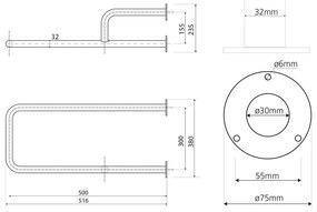Стенен парапет за баня от неръждаема стомана 52 cm Handicap Right – Sapho