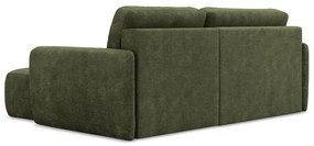 Зелен шенилов разтегателен ъглов диван с място за съхранение (десен ъгъл) Lilo – Makamii
