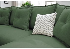 Зелен ъглов разтегателен диван (ляв ъгъл/U) Nessa - Bobochic Paris