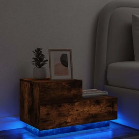 836781 vidaXL Нощно шкафче с LED осветление, опушен дъб, 70x36x40,5 см