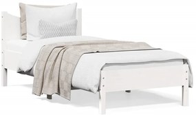 844734 vidaXL Рамка за легло без матрак, бял, 100x200 см, бор масив