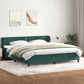 3317460 vidaXL Box Spring легло с матраци Тъмно зелено 200x210 cm кадифе