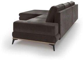 Тъмнокафяв ъглов разтегателен диван с кадифена тапицерия, ляв ъгъл Astre - Windsor &amp; Co Sofas