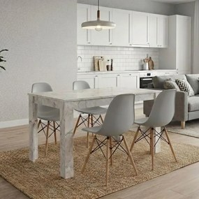Комплект за трапезария 5 части Darlen - Nova бял мраморен цвят - сив 125x72x74см.