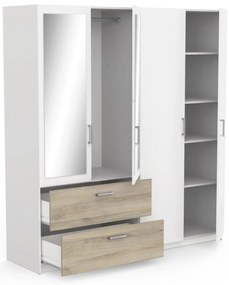 Гардероб Coben Четирикрилен-дъб - бял