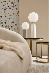 Бяла метална настолна лампа със стъклен абажур (височина 51 cm) Delphine – Bizzotto