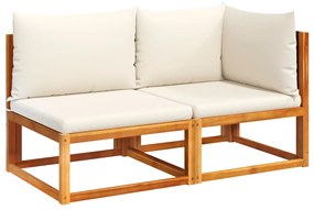 4008171 vidaXL Градински диван с възглавници, двуместен, дърво, акация и ратан