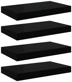 323828 vidaXL Окачени стенни рафтове, 4 бр, черни, 40x23x3,8 см, МДФ