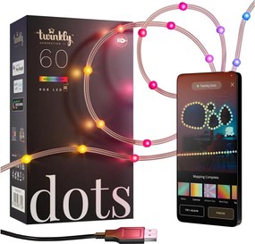 Twinkly TWD060STP-T - димируема RGB LED верига DOTS, 60 LED, 7 m, USB, Wi‑Fi