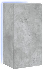 837263 vidaXL Стенен ТВ шкаф с LED осветление, бетонно сив, 40,5x35x80 см