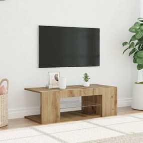 856326 vidaXL ТВ шкаф с LED осветление, 90x39x30 см, инженерно дърво