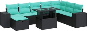 3327957 vidaXL Градински комплект диван с възглавници 9 части сив полиратан