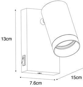 Стенна лампа черна със злато регулируема с ключ - Jeana Luxe