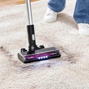 Вертикална прахосмукачка 2в1 Eureka NEC490, 350W, LED дисплей и светлина на четката, Single Cyclone, 60 мин, Станция за самоизпразване и зареждане, Черен