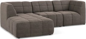 Кафяв ъглов диван от прежда с примки от букле (ляв ъгъл) Aloha – Makamii