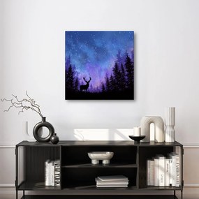 Картина на платно – Зимна магия на нощното небе в силуети