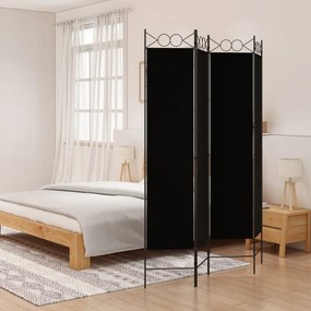 350153 vidaXL Параван за стая, 4 панела, черен, 160x200 см, плат