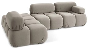 Бежов кадифен модулен ъглов диван (ляв ъгъл) Lokua – Makamii