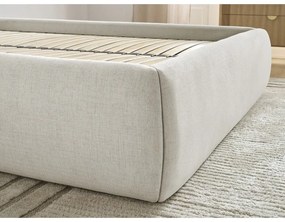 Бежово двойно легло 160x200 cm тапицирано с място за съхранение/без табла с включена подматрачна рамка Inera – Bobochic Paris