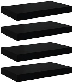 323765 vidaXL Окачени стенни рафтове, 4 бр, черен гланц, 40x23x3,8 см, МДФ