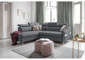 Тъмно сив ъглов разтегателен диван ляв ъгъл, Sweet Harmony - Miuform