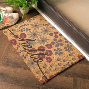 Изтривалка от кокосови влакна 40x60 cm Hello Scribbly Floral – Artsy Doormats