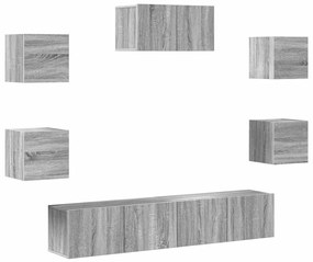 3114508 vidaXL Комплект ТВ шкафове от 7 части, сив сонома, инженерно дърво