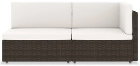 49514 vidaXL Двуместен модулен диван, полиратан, кафяв
