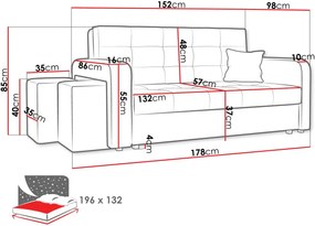 Диван Viva Home Триместен-Left-Mustard