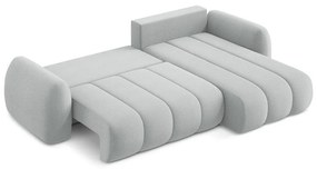 Светлосив разтегателен ъглов диван с място за съхранение от букле (десен ъгъл) Pele – Makamii