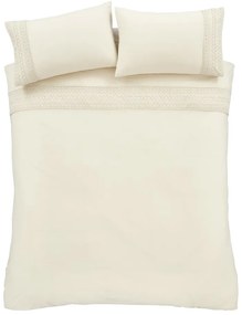 Кремаво двойно удължено спално бельо 230x220 cm Broderie Anglaise – Catherine Lansfield