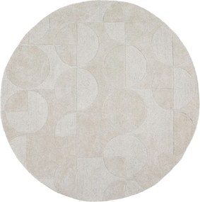 Ръчно изработен вълнен кръгъл килим в цвят слонова кост ø 160 cm Gigi – Flair Rugs
