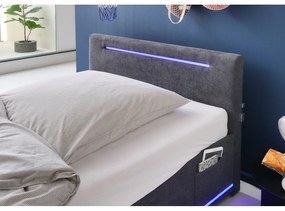 Тъмносиво тапицирано детско легло 120x200 cm с място за съхранение с включена подматрачна рамка Circle – Meise Möbel