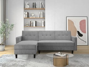 Светлосив сгъваем ъглов диван от рипсено кадифе Hartford – Støraa