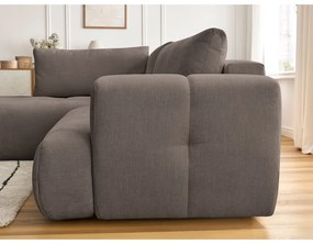 Кафяво-сив сгъваем/с място за съхранение ъглов диван (ляв ъгъл/L форма) Fuji – Bobochic Paris