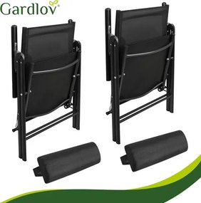 Сгъваеми градински столове Gardlov – 2 броя, черни за тераса и градина