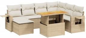 3271870 vidaXL Градински диван с възглавници, 8 части, бежов полиратан