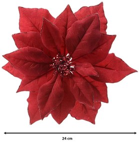 POINSETTIA КОЛЕДНО ЦВЕТЕ С КЛИПС 24/24/6 СМ