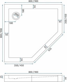 Душ кабина Rea DIAMOND 90x90 COPPER BRUSH