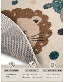 Бежов детски килим ø 100 cm Animal Party - Hanse Home