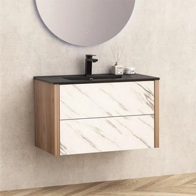 Конзолен PVC шкаф BG 8050 + МИВКА ICC 8066B ЧЕРЕН МАТ, Inter Ceramic 80x45.3x50см